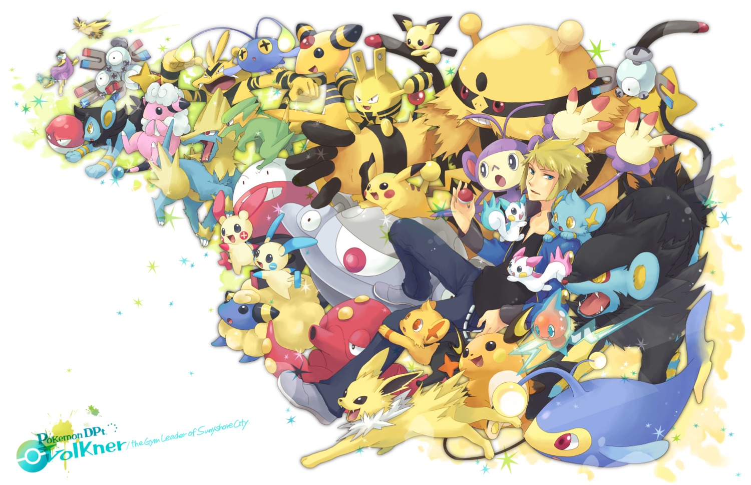 azurebloom pokemon ambipom ampharos chinchou denji (pokemon) electabuzz